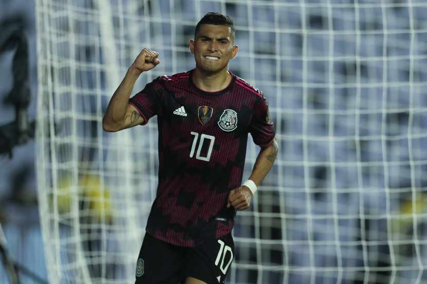 Orbelín Pineda celebra un gol ante Guatemala en la fecha 2 de la Copa Oro, el 14 de julio de...
