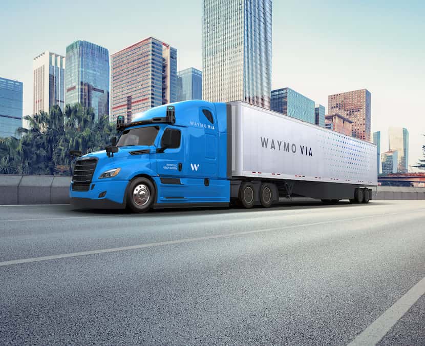 A Waymo Driver can be attached to the Freightliner Cascadia to combine autonomous driving...