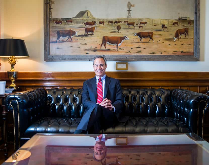 Speaker of the House Joe Straus poses for a portrait in his office on the third day of a...