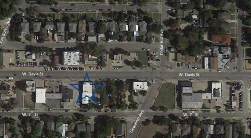 Aerial view of 634 W. Davis St. in Oak Cliff, where Royal Blue Grocery will open a store....