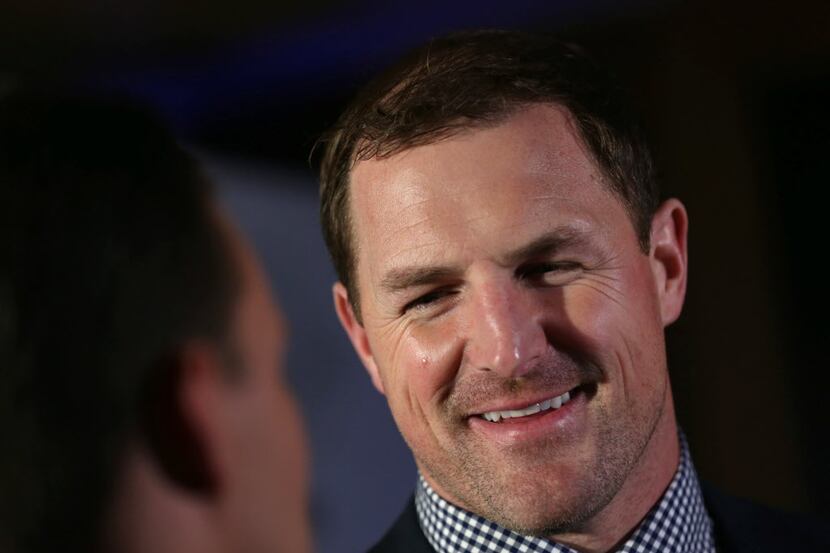 Dallas Cowboys tight end Jason Witten speaks to the media before the inaugural Jason Witten...