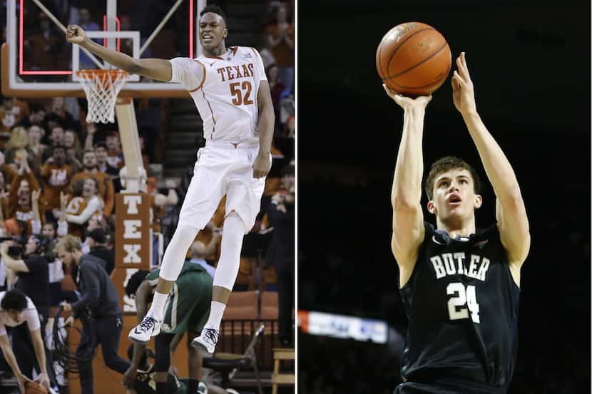 Texas' Myles Turner, left, and Butler's Kellen Dunham, right, will be among the players to...