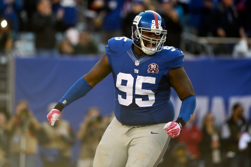 EAST RUTHERFORD, NJ - OCTOBER 05:  Defensive tackle Johnathan Hankins #95 of the New York...