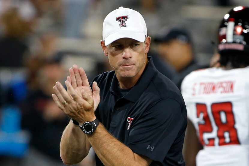 Texas Tech head coach Matt Wells prior to an NCAA college football game against Arizona,...