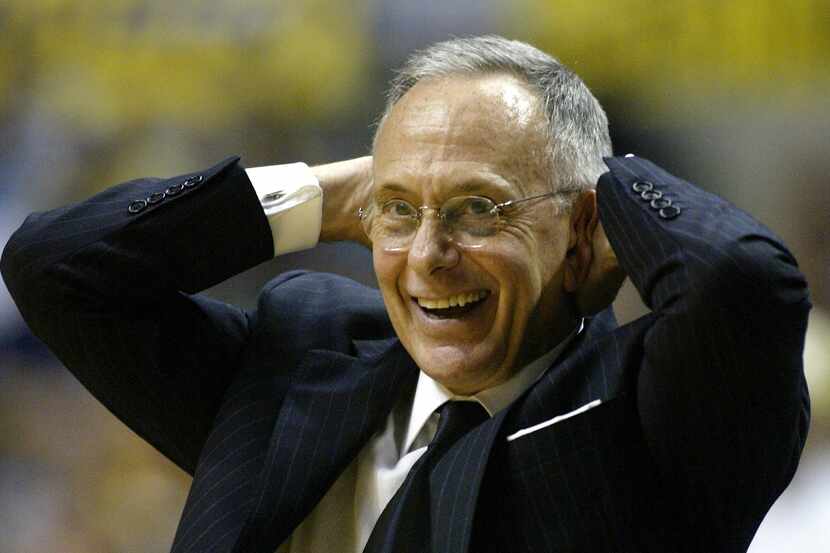 Detroit Pistons coach Larry Brown laughs at a call in the fourth quarter against the Indiana...