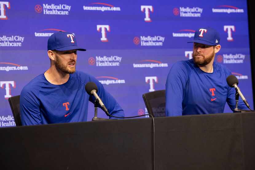 (From left) Right-handed pitcher Chris Stratton and left-handed pitcher Jordan Montgomery...