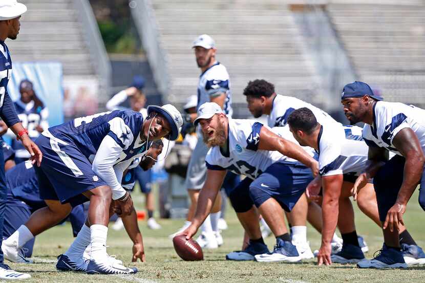 Dallas Cowboys defensive tackle Randy Gregory (94) practices with the team during the...