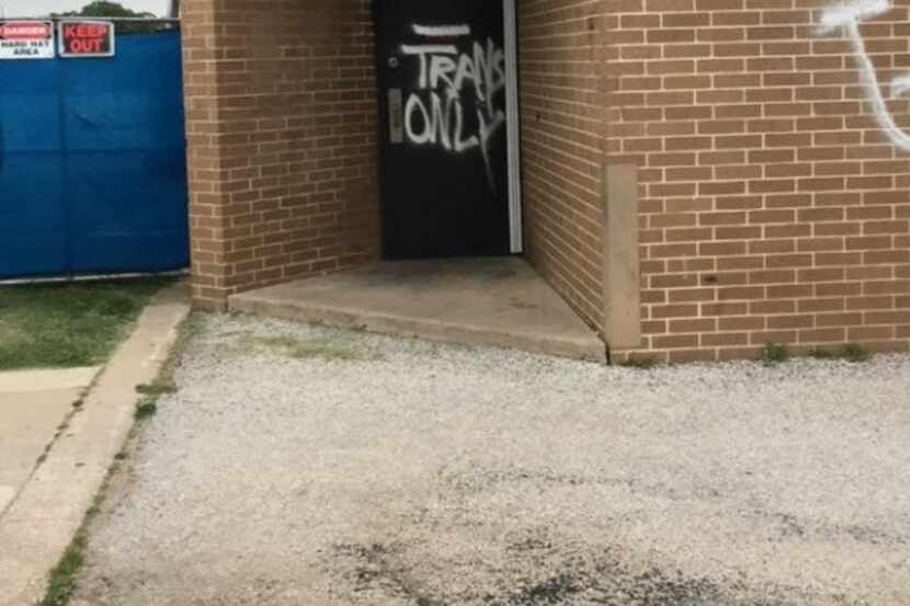  âTrans Onlyâ was sprayed on a locker room door at Martin High. (Twitter)