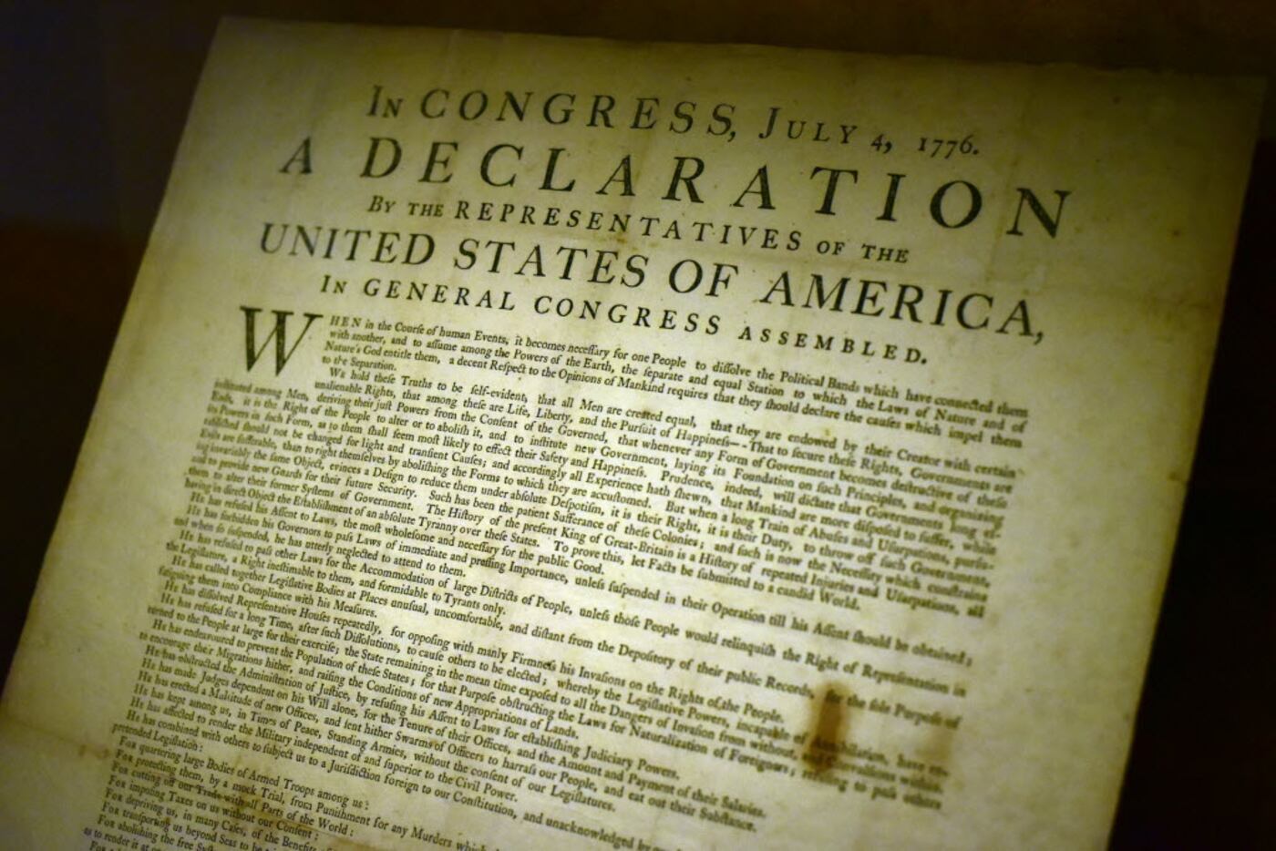 A John Dunlap print of the Declaration of Independence, printed on the night of July 4,...