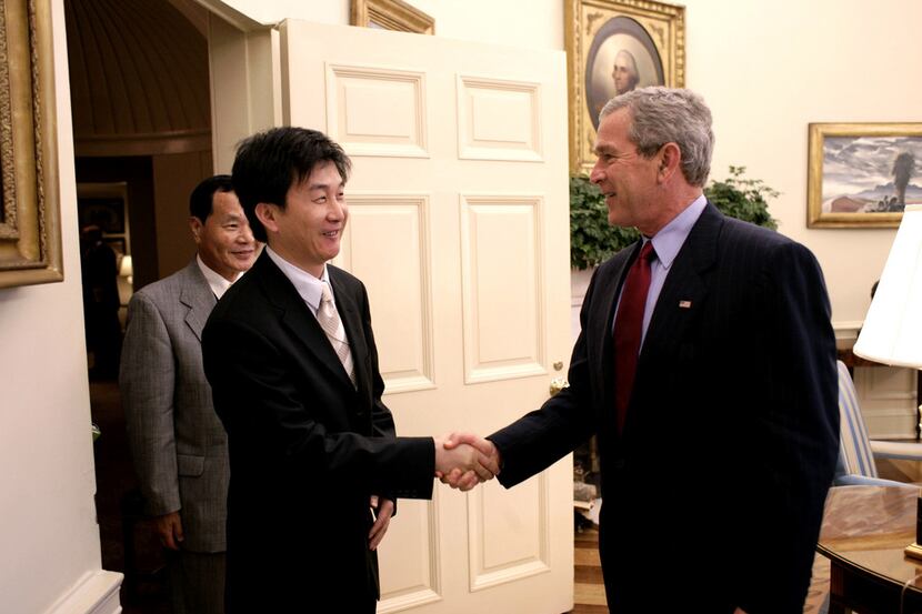 President George W. Bush welcomed Kang Chol-hwan, author of The Aquariums of Pyongyang: Ten...