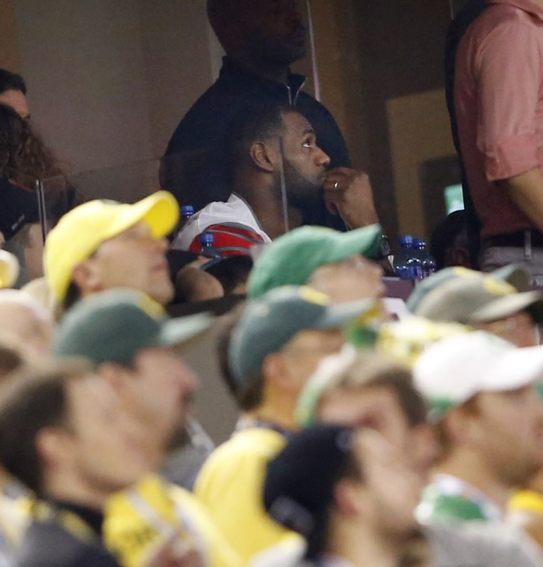 Lebron James watches during the second half of the College Football Playoff National...