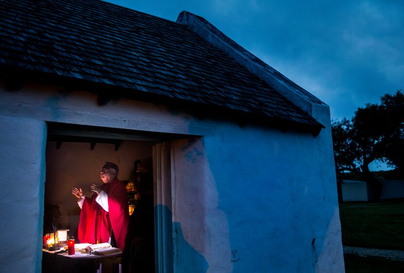 As the sun began to rise, Father Roy Snipes opened a Mass at La Lomita chapel May 3, 2019,...