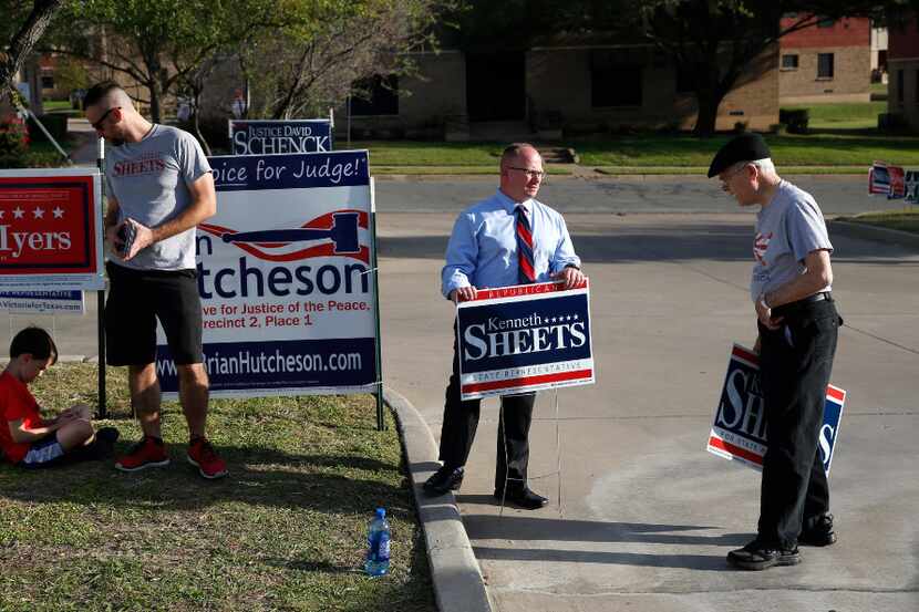 Kenneth Sheets (second from right) hopes to succeed Jeb Hensarling in Congress. (2016 File...