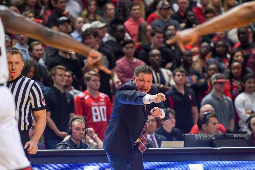 LUBBOCK, TX - JANUARY 26: Head coach Chris Beard of the Texas Tech Red Raiders positions his...