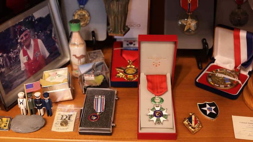 Ralph Hockley’s military medals are displayed at his home in Carrollton.