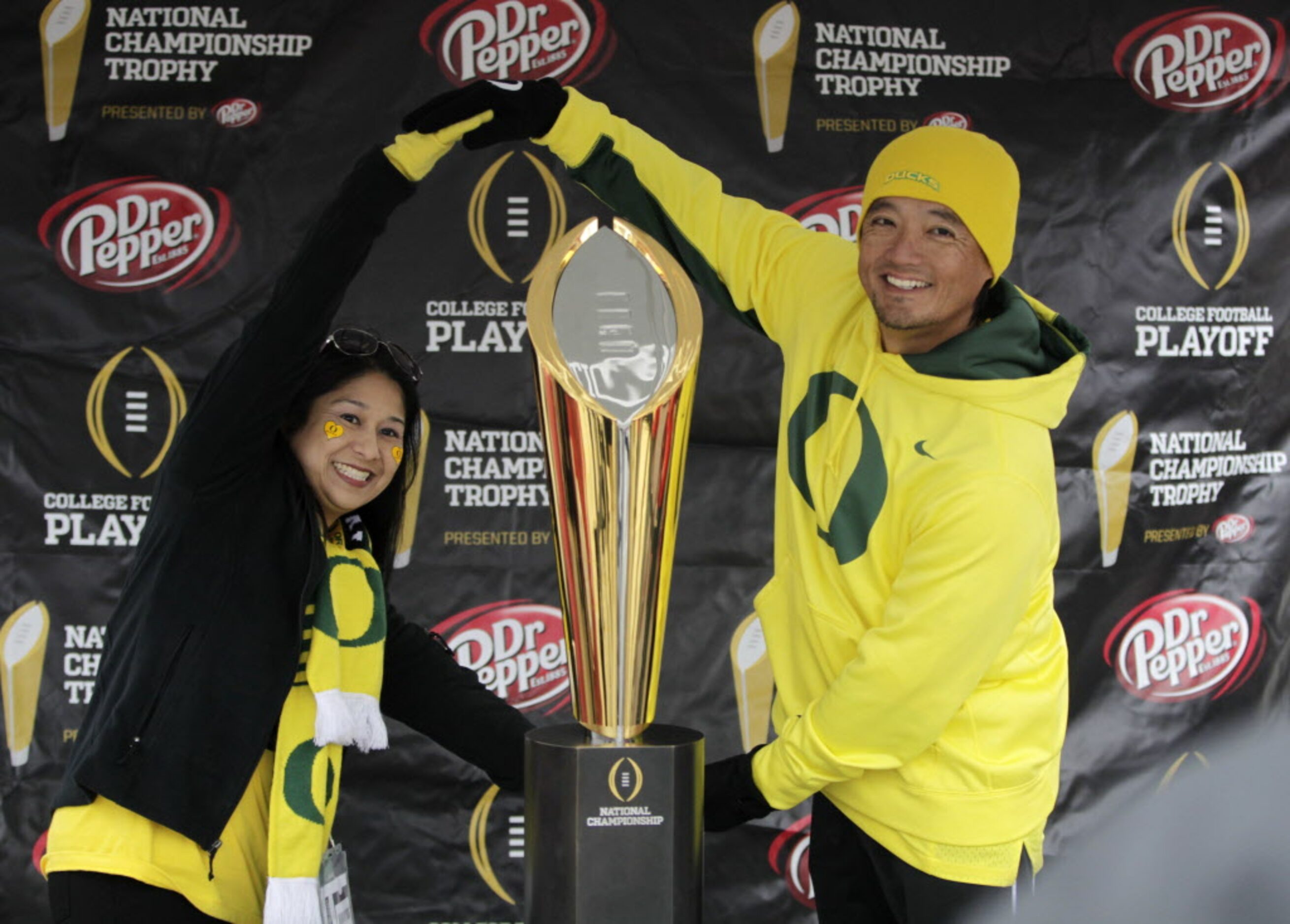 Christy Calabrese and her boyfriend Bert Matsuwaki of  Honolulu pose next to the National...