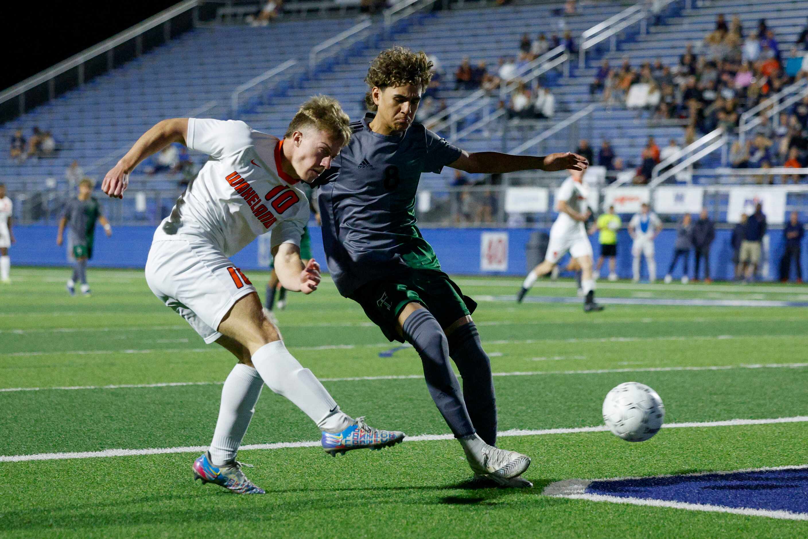 during the second half of a Class 5A boys soccer state semifinals match at Birkelbach Field...