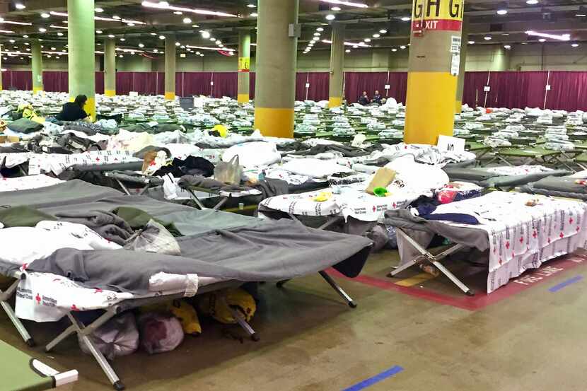 An inside picture of the megashelter for Hurricane Harvey evacuees at the Kay Bailey...