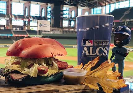 Look close: The Big Tex Torta, available at Texas Rangers games starting Oct. 18, 2023, has...