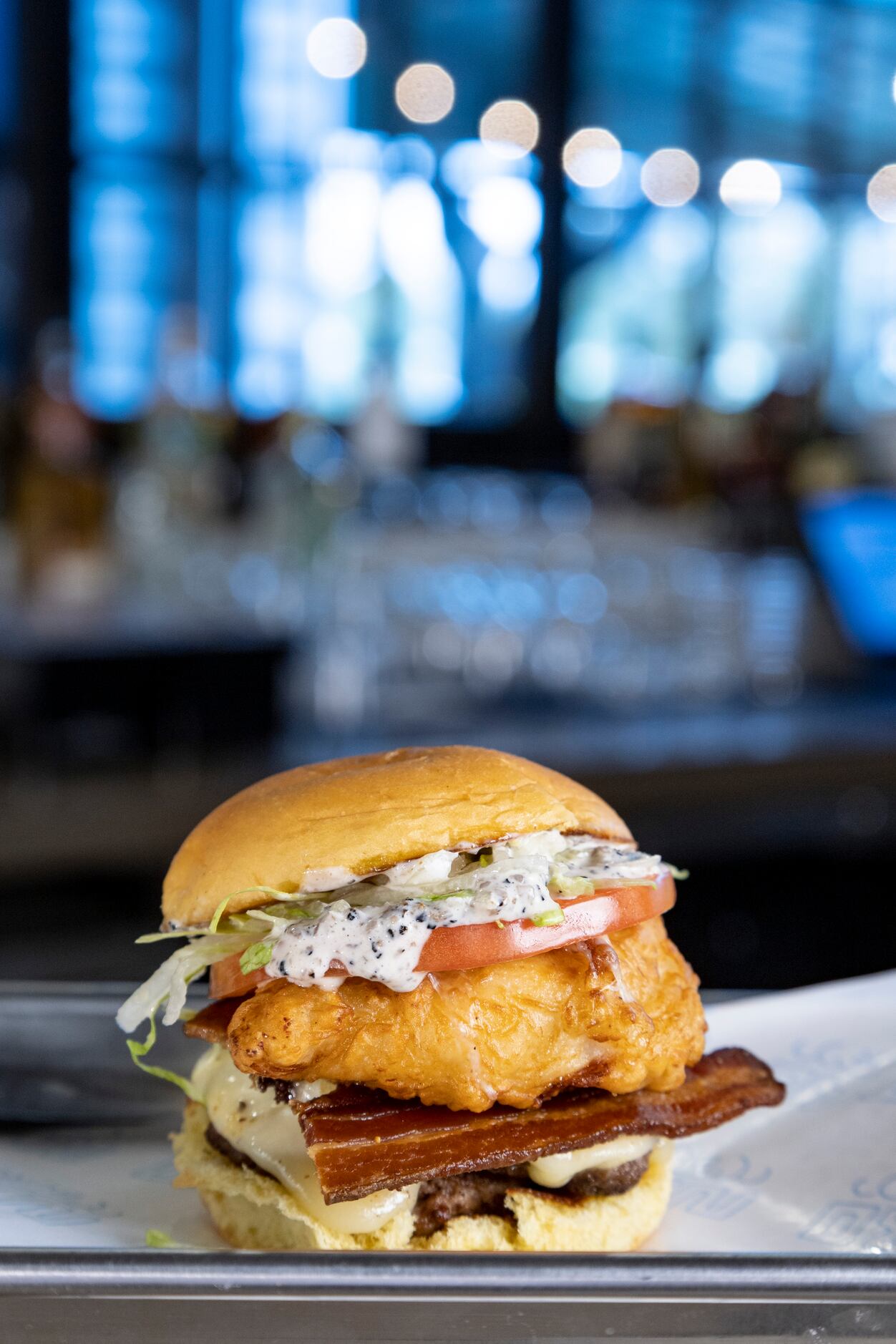 Bacon Lobster Truffle, “The Highland Park BLT,” at Nitro Burger at Trinity Groves in Dallas,...