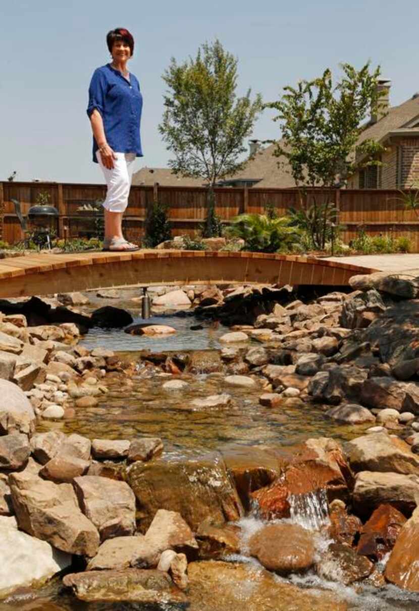 
Delores Jackson poses for a photo in her backyard at her home in Lantana, Texas on...