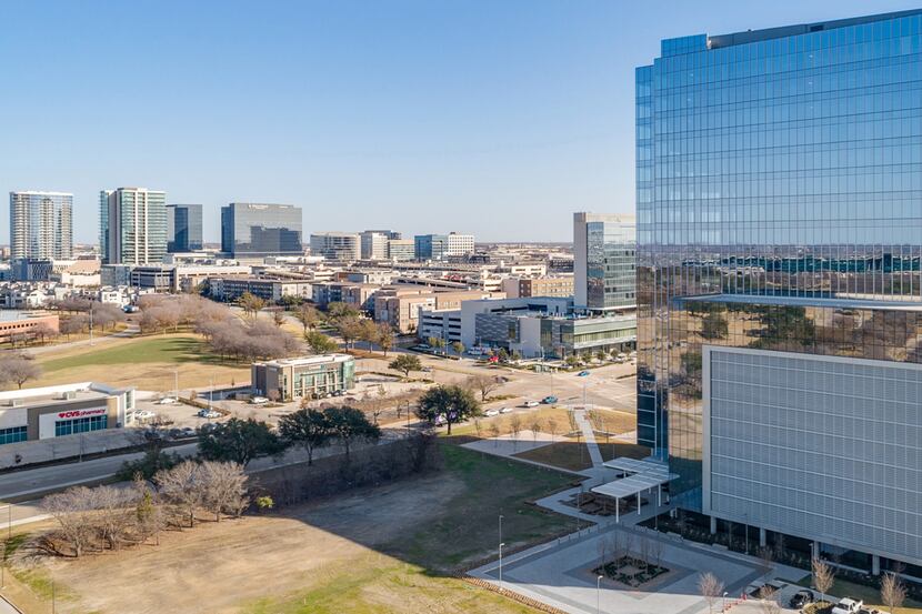 The new 20-story tower at 6100 Legacy Drive, across the street from Plano's $3 billion...