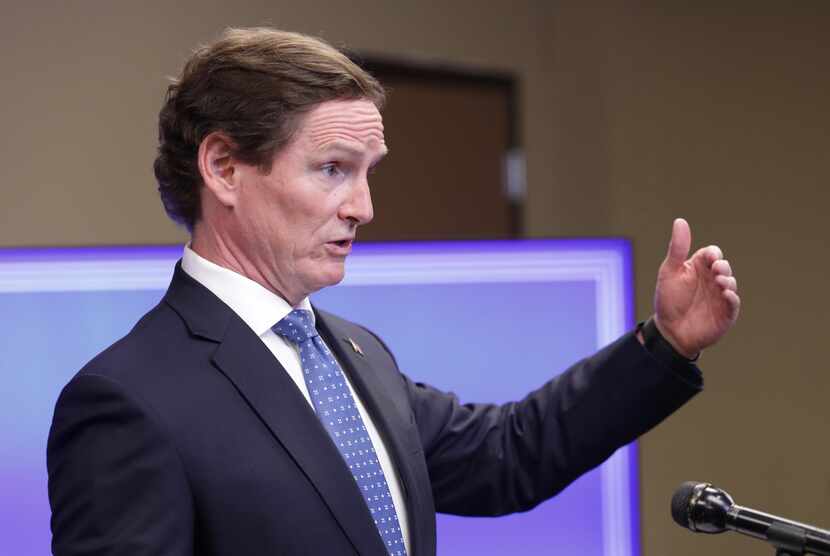 Dallas County Judge Clay Jenkins speaks during a press conference Aug. 13, 2020. (Jason...