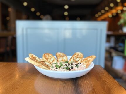 Smoked salmon dip at Douglas in Snider Plaza is served with buttery pieces of toasted brioche.