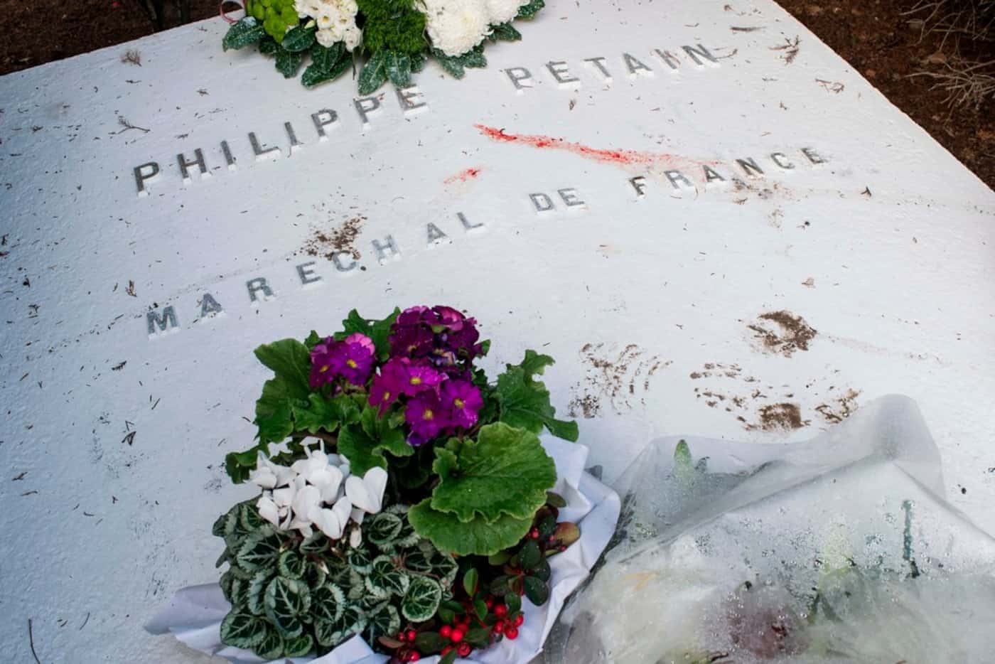 The tomb of French Marechal Philippe Petain, in the cemetery of l 'Ile-d'Yeu in western...