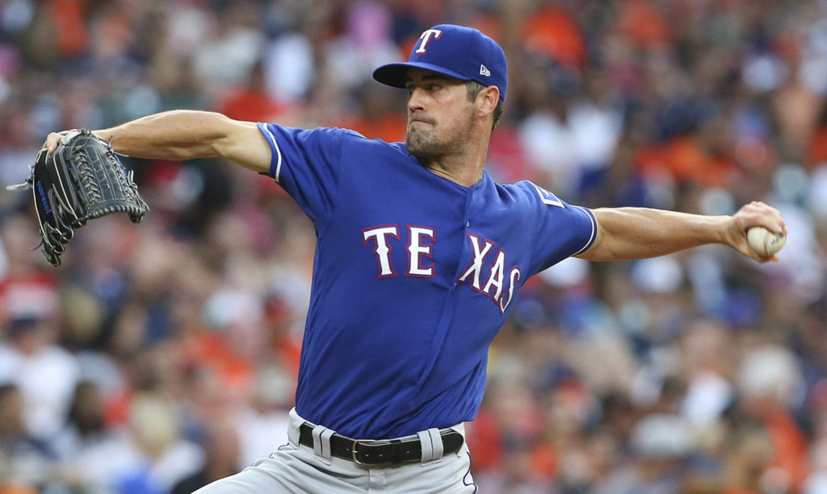 HOUSTON, TX - MAY 11:  Cole Hamels #35 of the Texas Rangers pitches in the first inning...