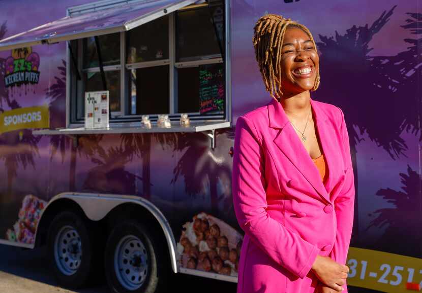 Owner Nikita Seal stands in front of ZZ's Ice Cream Puffs food truck in DeSoto.