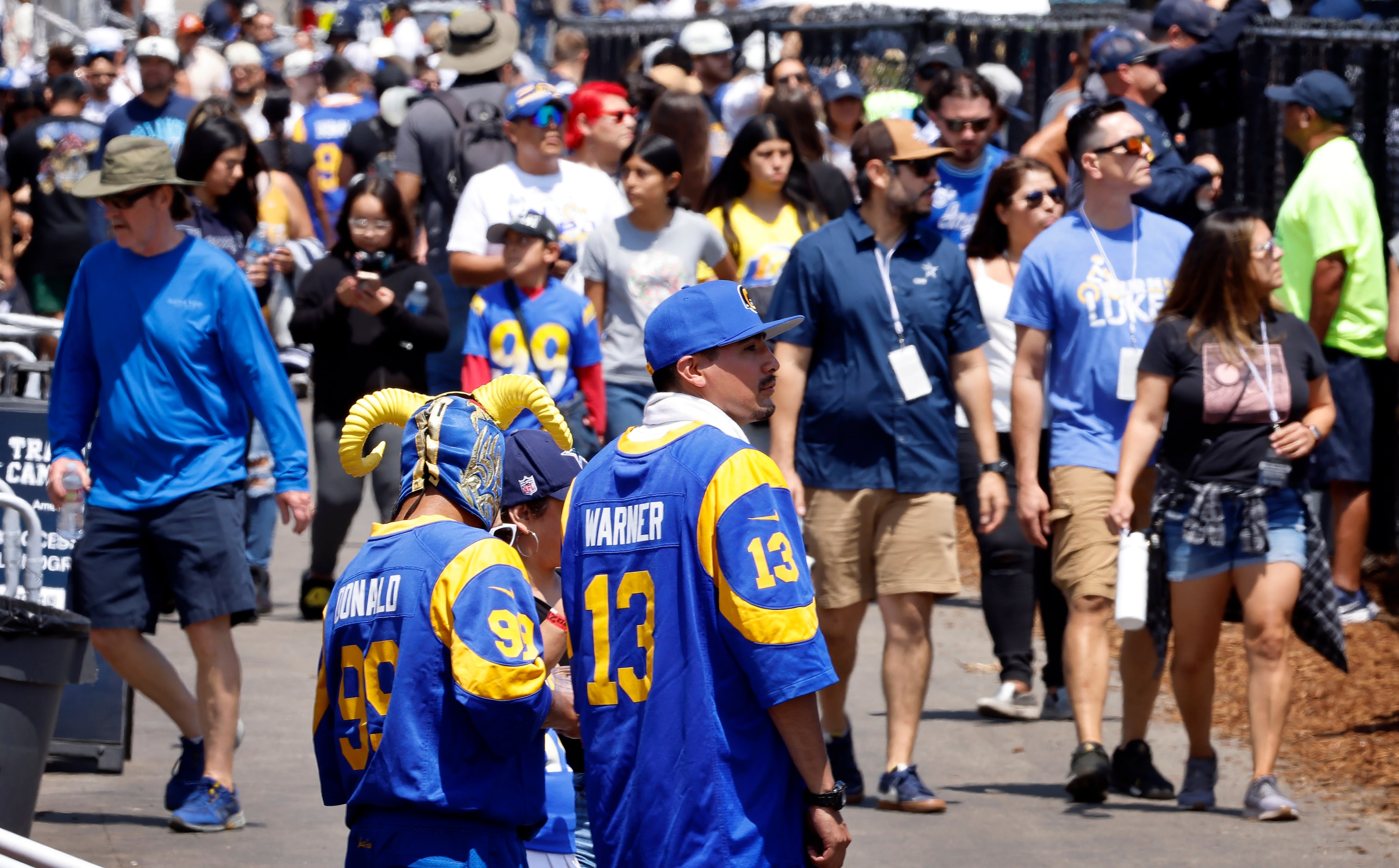 Los Angeles Rams fans filled the training camp stands as they scrimmaged the Dallas Cowboys...