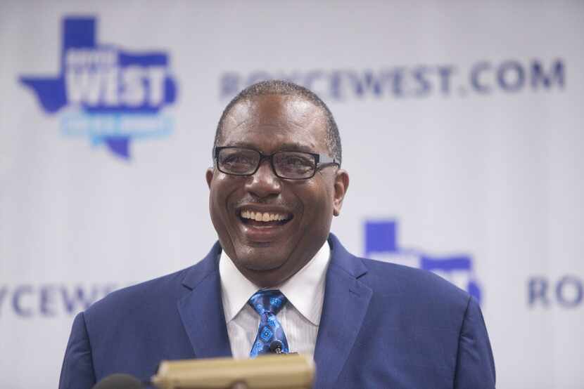 State Sen. Royce West, (D-Dallas), laughs after making a joke  during his campaign launch...