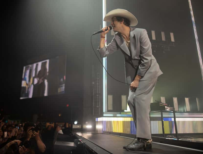 Matt Healy, lead singer of The 1975, performs at the Toyota Music Factory in Irving on...