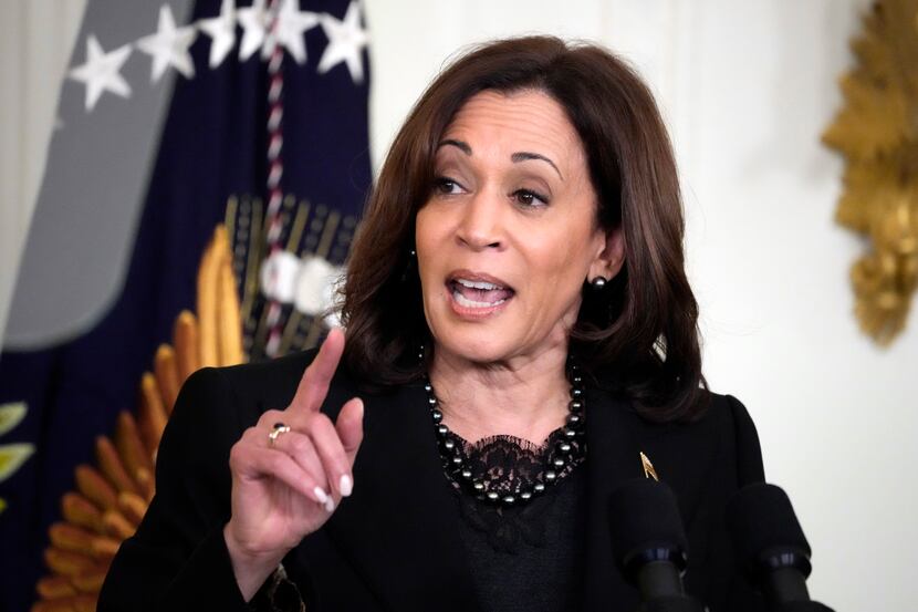 Vice President Kamala Harris speaks at an event to celebrate Black History Month on Feb. 27,...