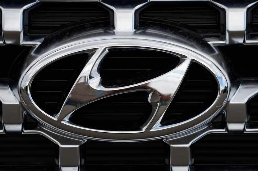 FILE - The Hyundai company logo is displayed Sunday, Sept. 12, 2021, in Littleton, Colo....
