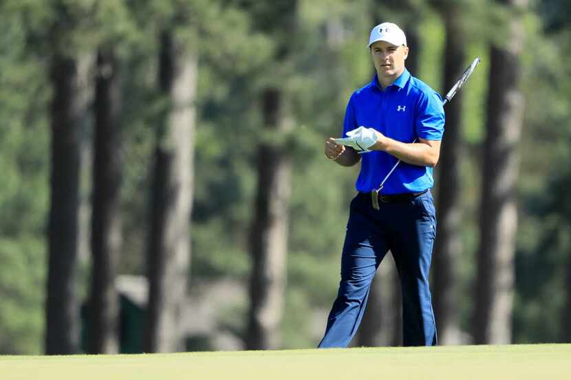 AUGUSTA, GA - APRIL 09:  Jordan Spieth of the United States walks to the eighth green during...