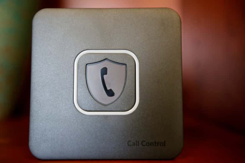 Call Control, a device to prevent robocalling solicitation, seen at John Adler's office in...