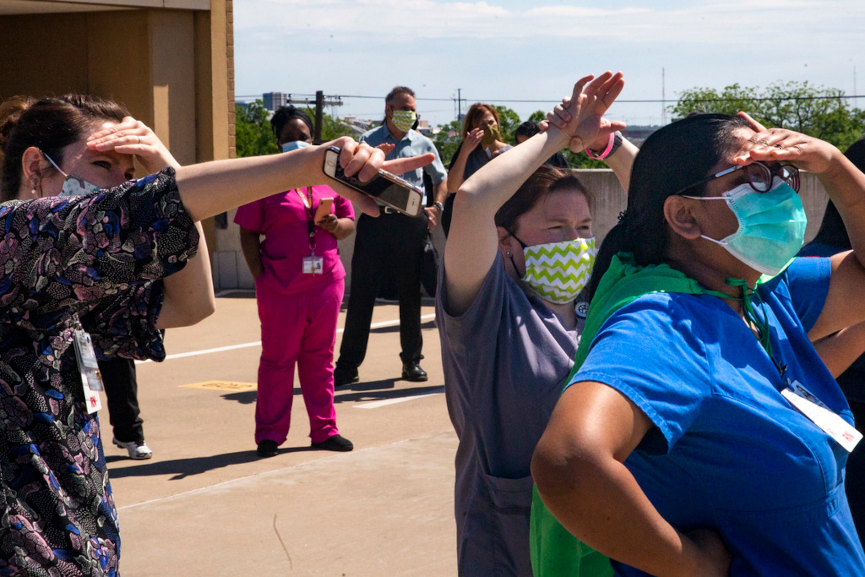 Medical personnel (from left) nurse Renee Johnson, medical assistant Tennille Rowe, and...