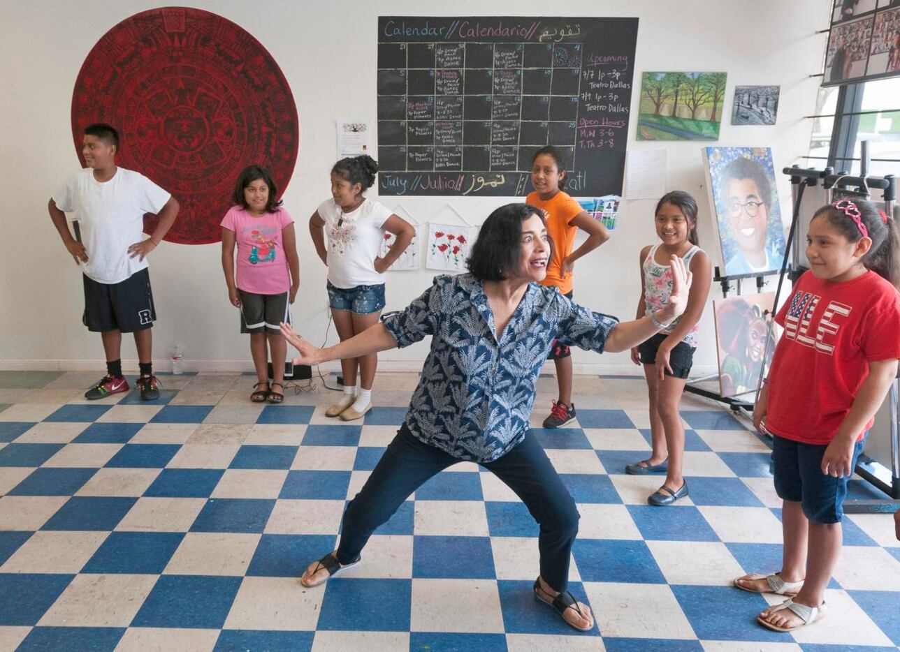 
Cora Cardona, founder of Teatro Dallas, leads children’s theater classes at Trans.Lation...