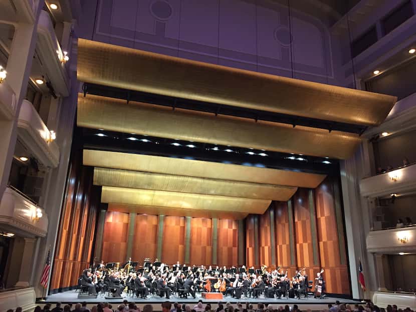 The Fort Worth Symphony Orchestra onstage at Bass Performance Hall in downtown Fort Worth,...