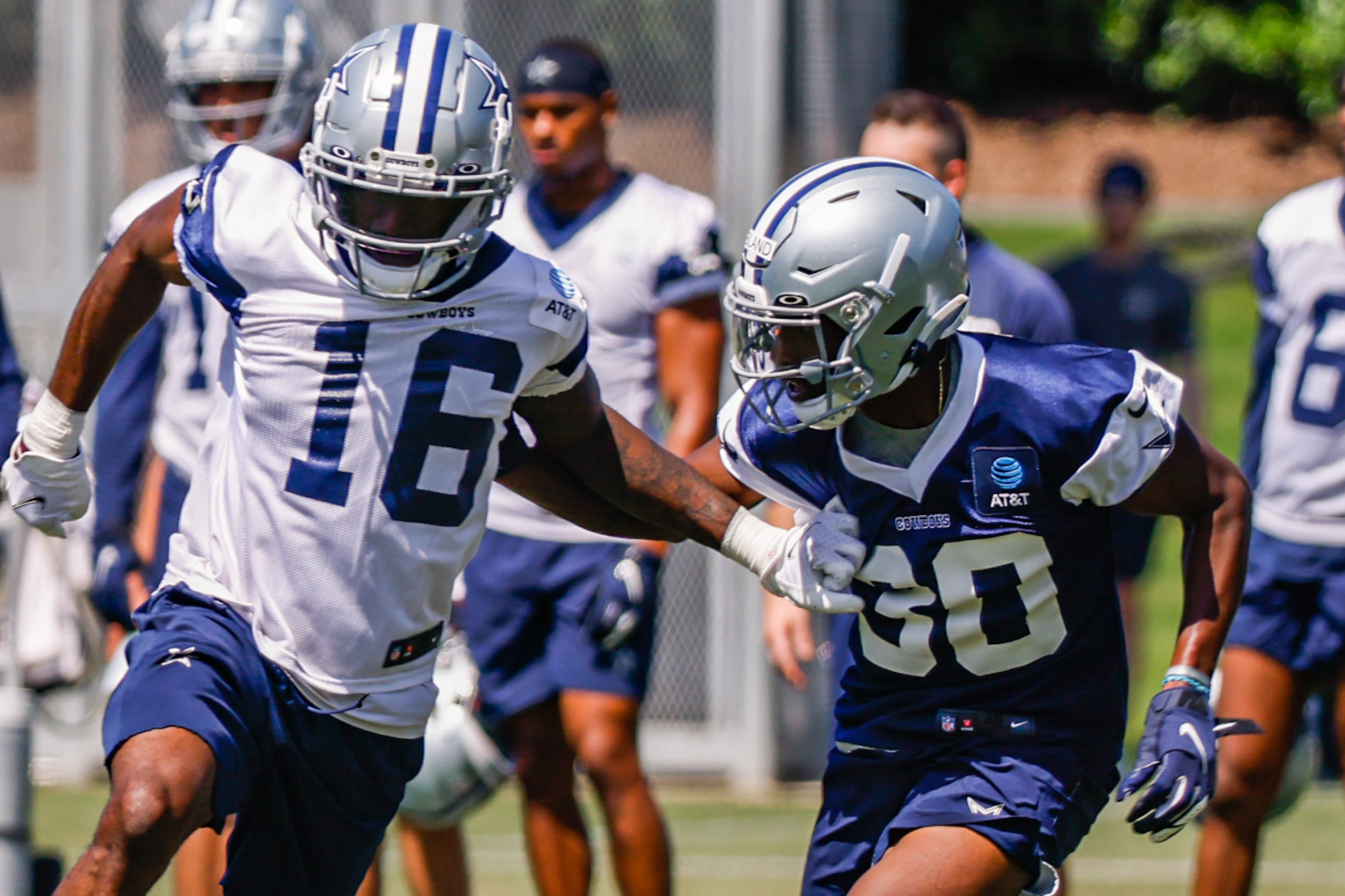 Dallas Cowboys cornerback (30) DaRon Bland and wide receiver (16) T.J. Vasher during a...