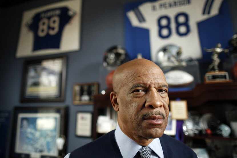 Former Dallas Cowboys receiver Drew Pearson poses for a portrait in his home in Plano on...