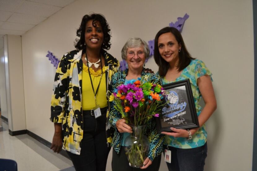 Longtime Back Elementary volunteer Melba Rector (center) celebrates her Honorary Lifetime...
