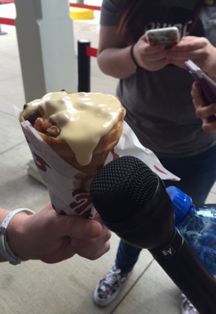 Interviewing the almighty BBQ cone at the Frisco RoughRiders game.