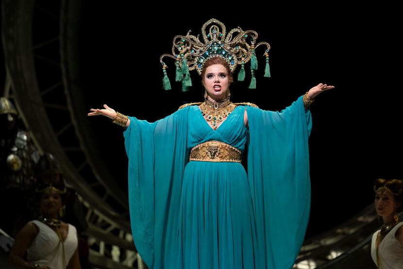 Olga Pudova performs as the Queen of Shemakha during dress rehearsal of the Dallas Opera's...