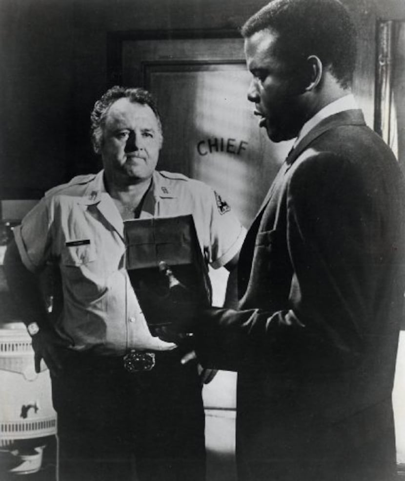 Rod Steiger, 1967 Academy Award winner, with Sidney Poitier in In the Heat of the Night.
