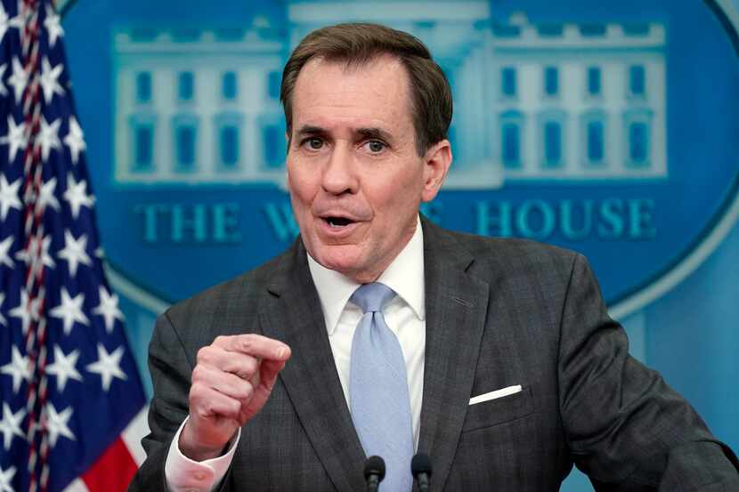 National Security Council spokesman John Kirby speaks during the daily briefing at the White...
