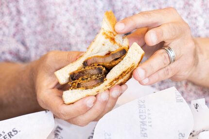 The new chicken-fried brisket sandwich brings an element of the fair to the ballpark.