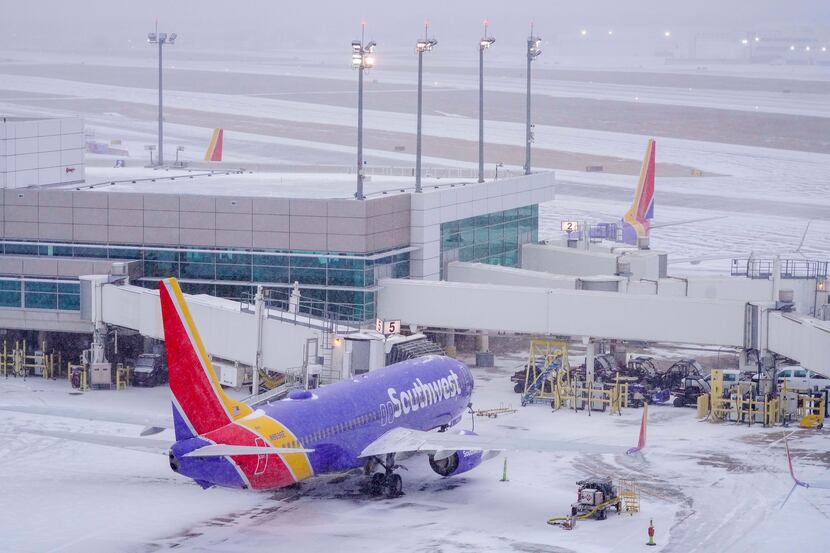 Last year's winter storm idled Southwest Airlines planes at gates at Dallas Love Field.